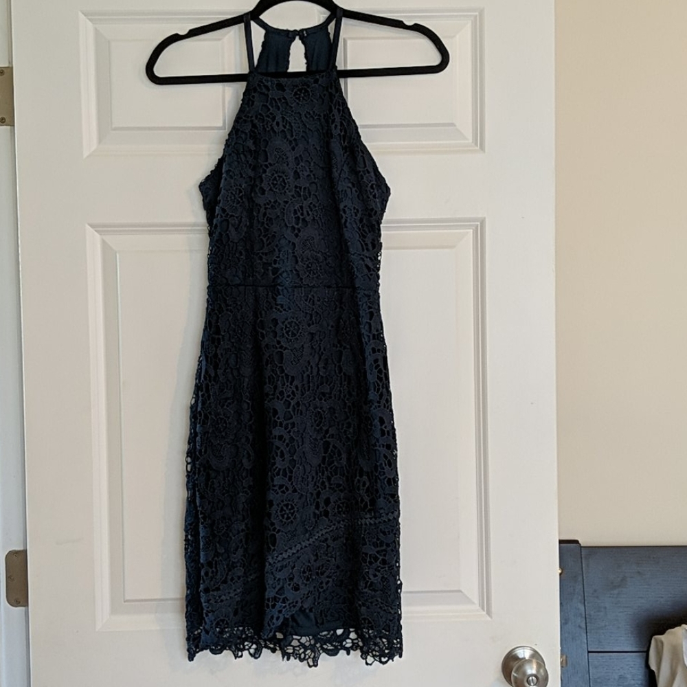 All lace green formal dress